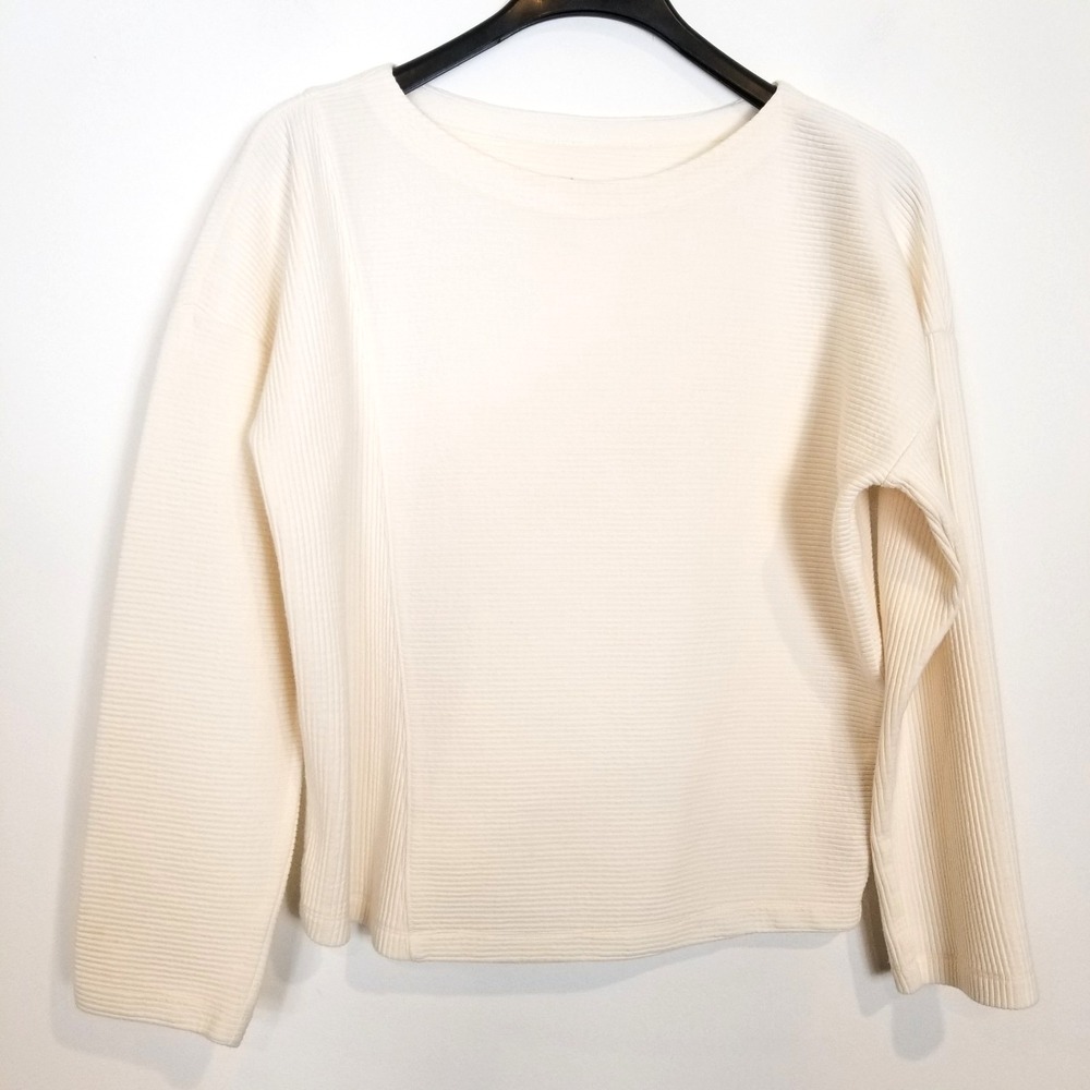 Maeve Women Chrissy Dolman-Sleeved Sweater Pullover Sz L Ivory Boho Cotton Blend